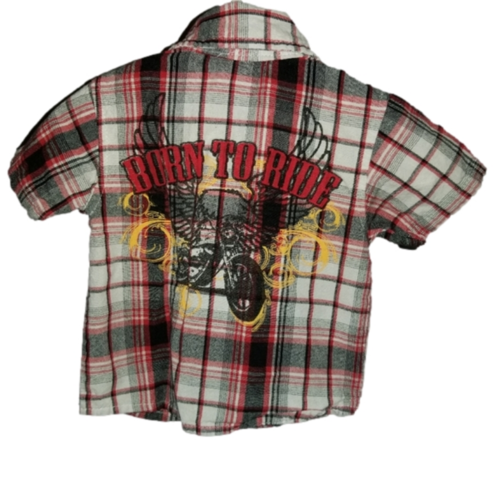 Quad Seven Boys Button Up Plaid Shirt 6m-9m